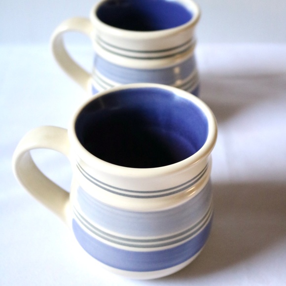 Set of 2 Pfaltzgraff 'Rio' Coffee Tea Mugs Cups White Blue Stoneware Mexico Fall - Picture 6 of 7